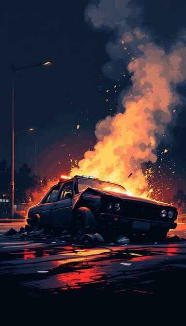 Burning Car Night