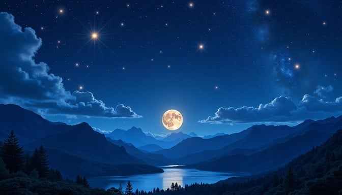 Moonlit Mountain Lake