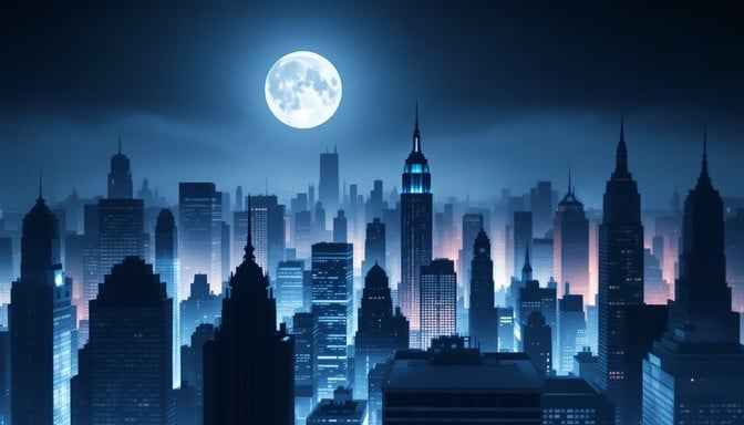 Moonlit Manhattan Silhouettes Moonlit Manhattan Silhouettes