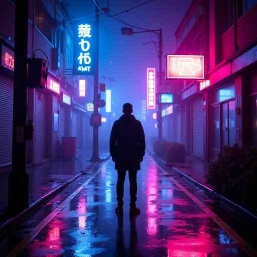 Neon Rain Silhouette