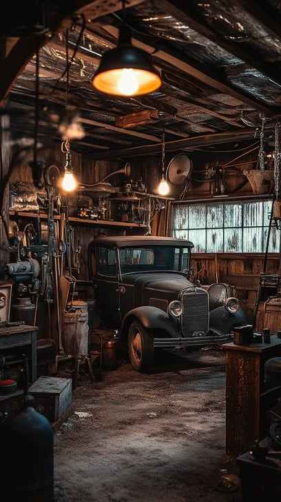 Vintage car garage Vintage car garage