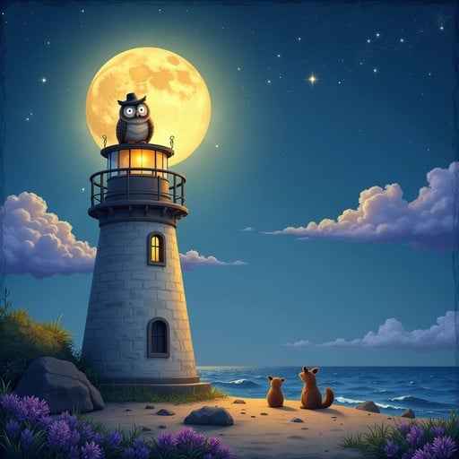 Moonlit Lighthouse Guardian Moonlit Lighthouse Guardian