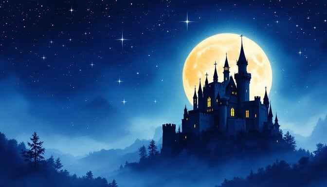 Moonlit Castle Silhouette Moonlit Castle Silhouette