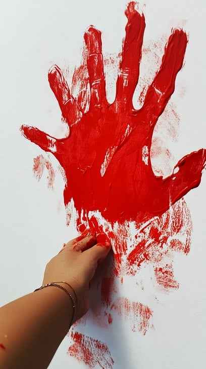 Red handprint art