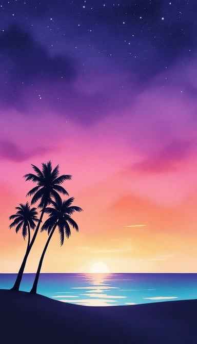 Tropical Sunset Silhouettes