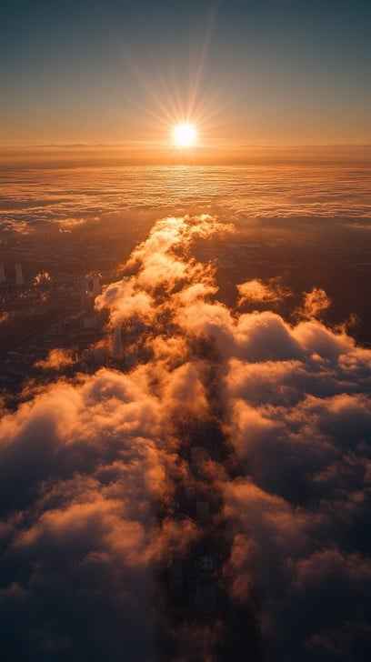 Sunrise above clouds