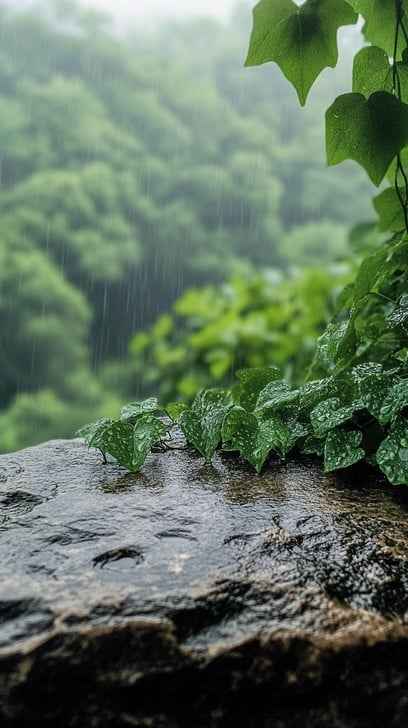 Rainy forest view