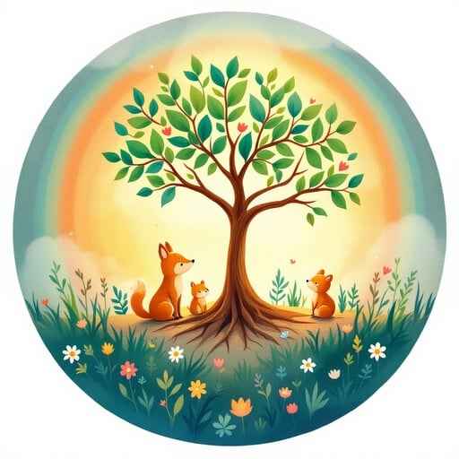 Foxes Under Tree Foxes Under Tree