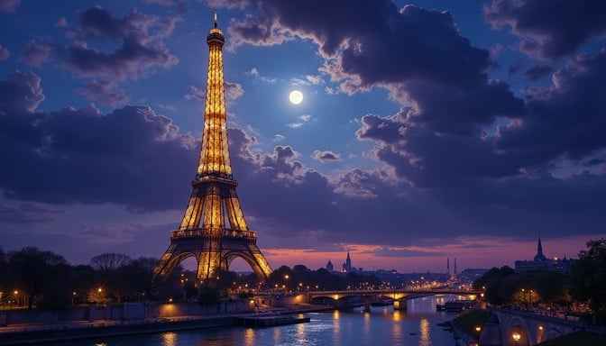 Moonlit Eiffel Tower Moonlit Eiffel Tower