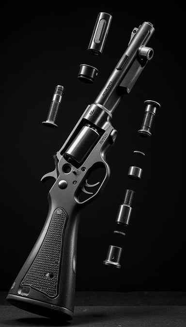 Firearm in monochrome