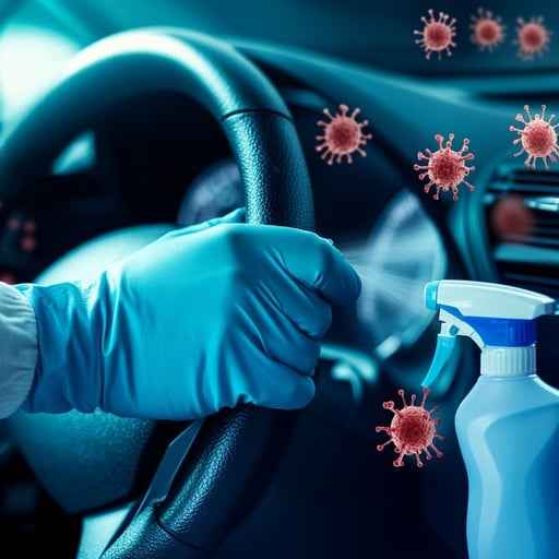 Disinfecting the car Disinfecting the car