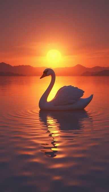 Sunset Swan Silhouette