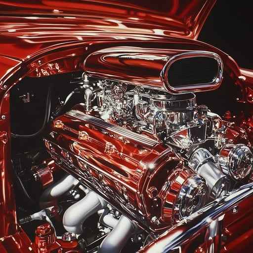 Polished car engine Polished car engine