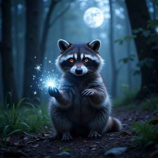 Magical Moonlit Raccoon