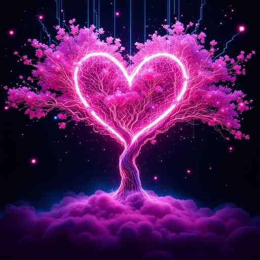 Neon Heart Tree