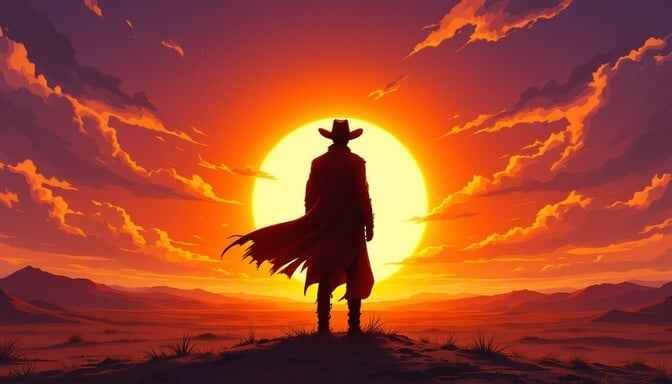 Sunset Cowboy Silhouette