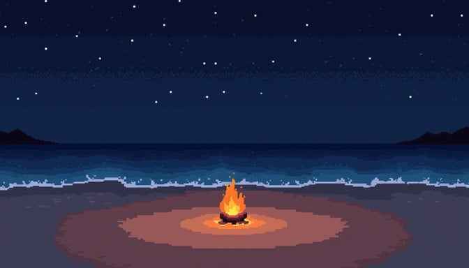 Seaside Night Fire