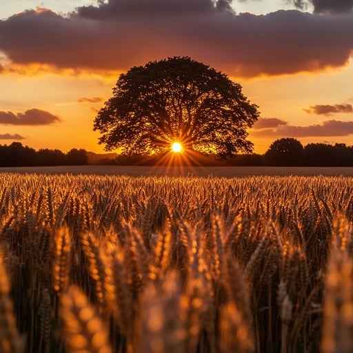 Sunset behind tree