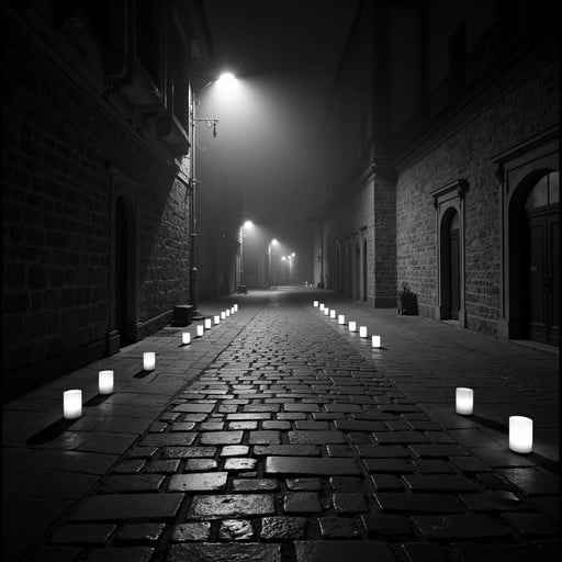 Illuminated Cobblestone Path Illuminated Cobblestone Path