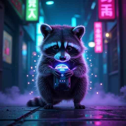 Neon Raccoon Cyberpunk