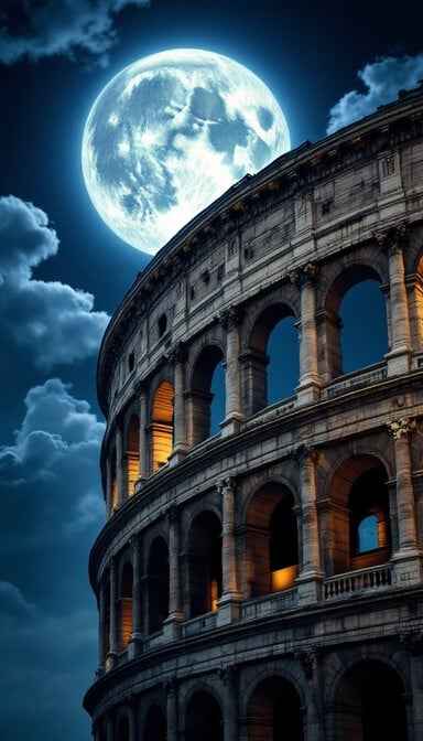 Moonlit Roman Colosseum