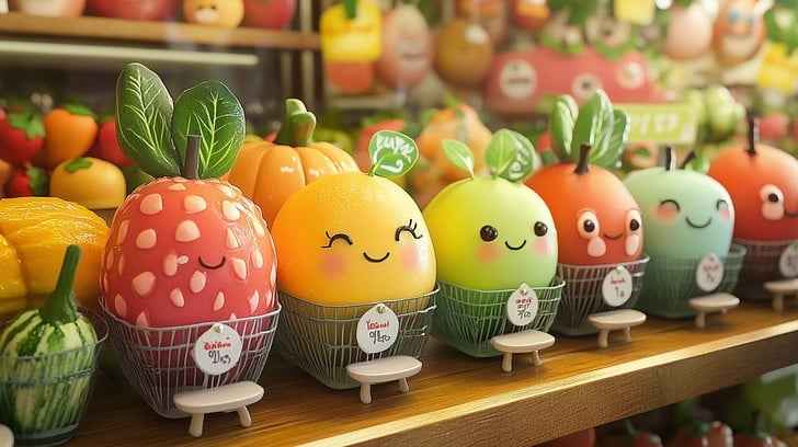 Colorful Fruit Figurines