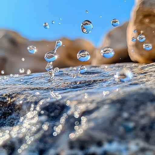 Splashing water droplets