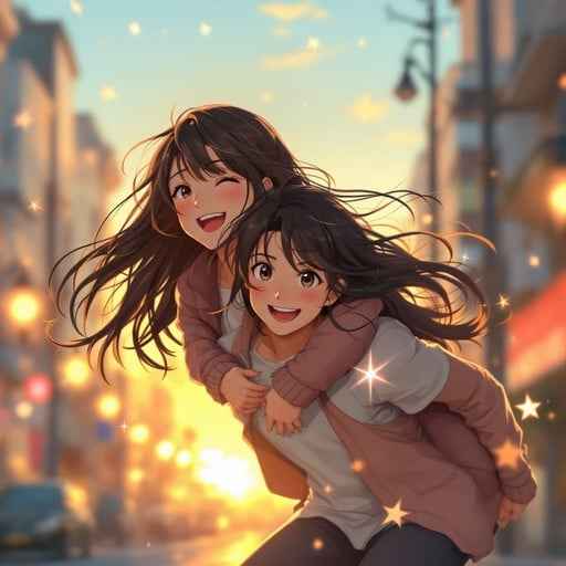 Sunset Piggyback Joy