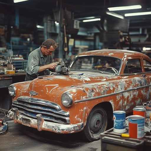 Mechanic fixing car