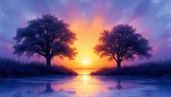 Sunset Between Trees Sunset Between Trees