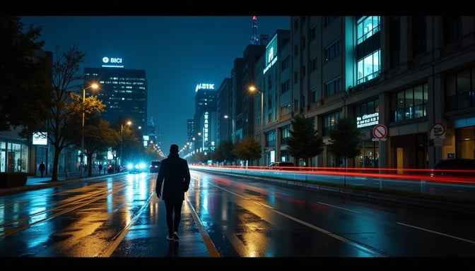 Solitary midnight walk Solitary midnight walk