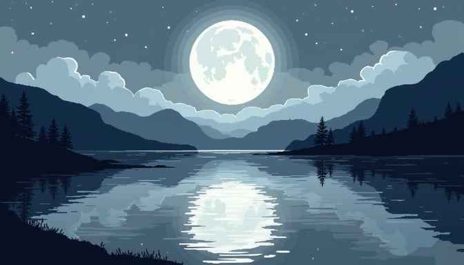 Moonlit Mountain Lake