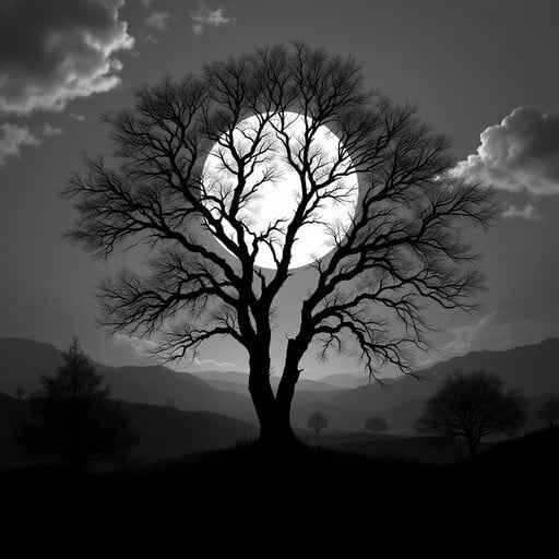 Moonlit Tree Silhouette Moonlit Tree Silhouette