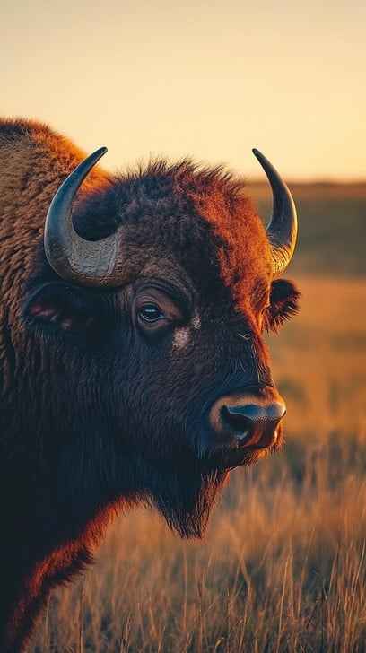 Sunset Bison Portrait