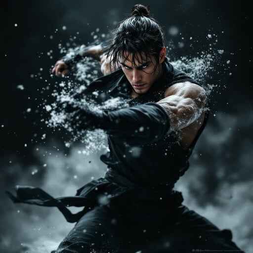 Intense martial artist