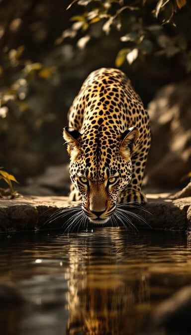 Leopard's Peaceful Drink