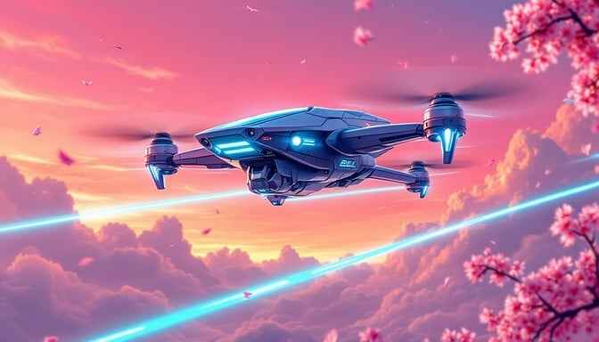 Cyberpunk Drone Sunset
