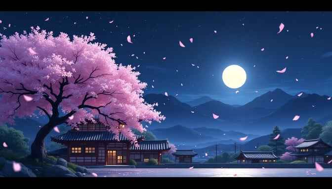 Moonlit Sakura Night