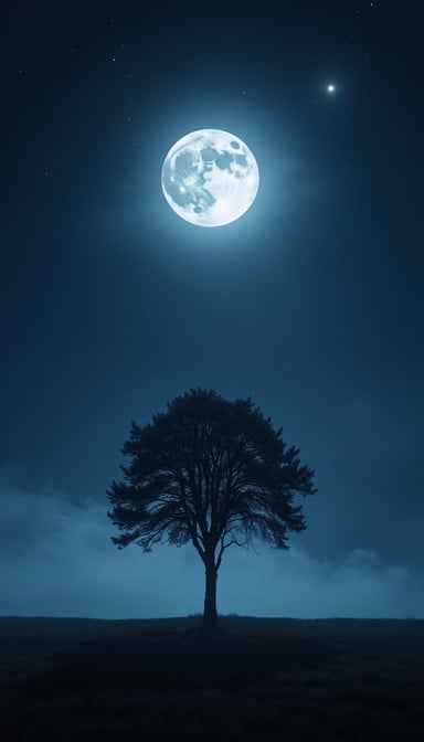 Moonlit Tree Silhouette Moonlit Tree Silhouette