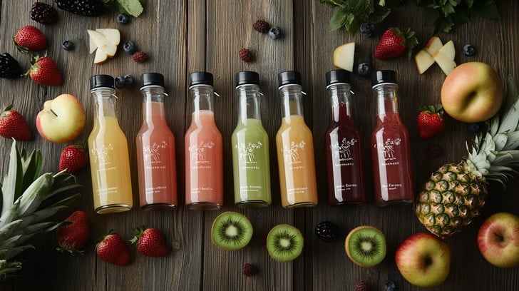 Colorful juice bottles Colorful juice bottles