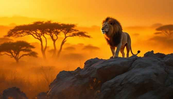 Majestic Lion Sunset