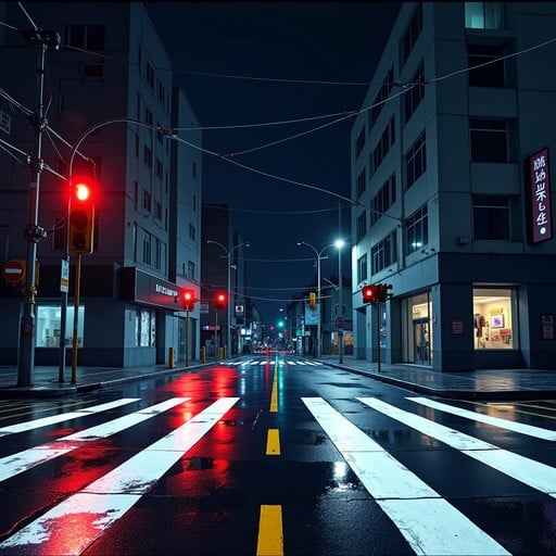 Rainy midnight crossing