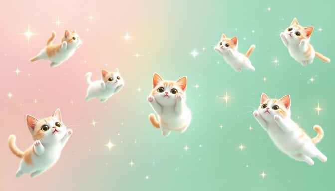 Floating Kawaii Cats Floating Kawaii Cats
