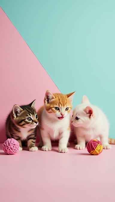 Colorful Kitten Trio Colorful Kitten Trio