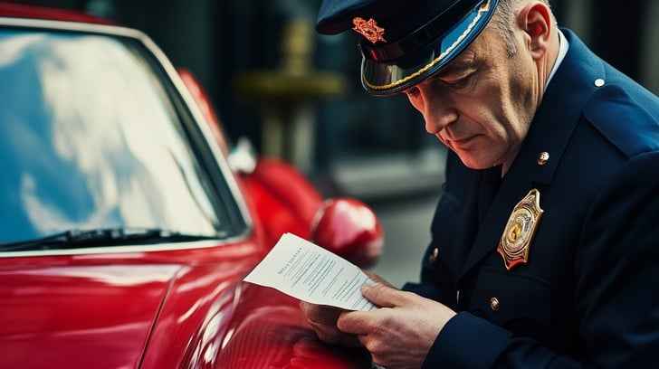Officer reviews ticket Officer reviews ticket