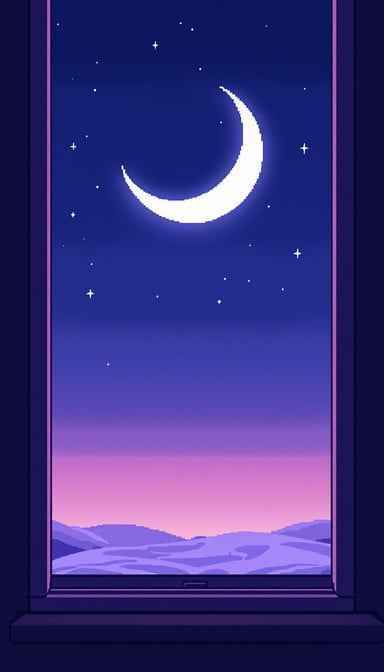 Moonlit Window View