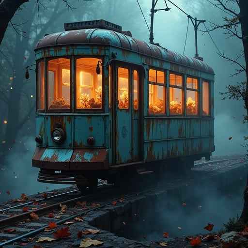 Illuminated Midnight Tram