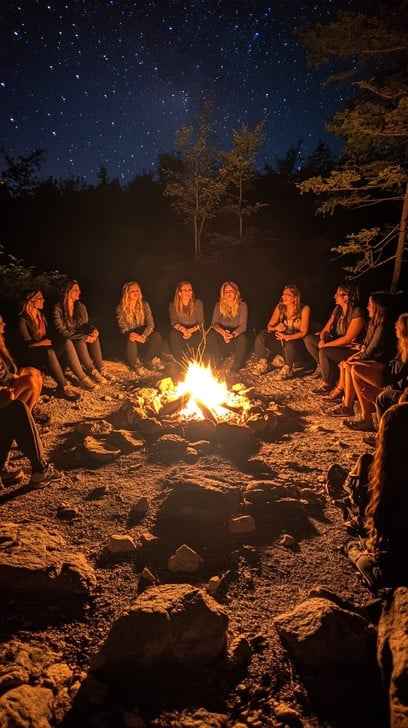Campfire under stars
