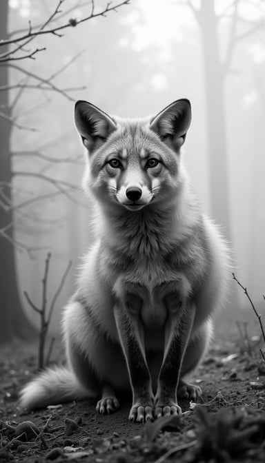 Misty forest fox