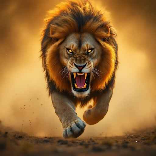 Fierce Lion Charges Fierce Lion Charges